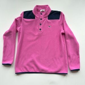 Women’s vineyard vines Harbor fleece medium quarter snap pull over pink and navy